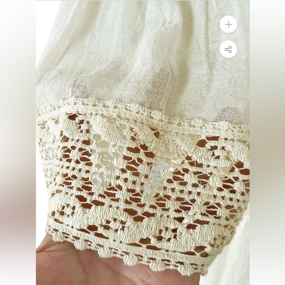 Victor Costa Mexican Wedding Dress Ivory Cotton Gauze & Lace Dress Romantic 1970 - Picture 15 of 16